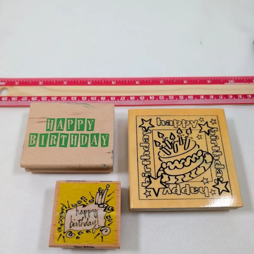 Lot #3 Birthday Rubber Stamps Happy Birthday Cake Anita's EK Success Vap Scrap 3